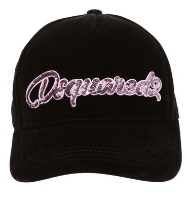 Dsquared2 Samt & Rosa Pailletten Baseballcap Cap Kappe Basebalkappe Hat Hut