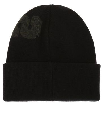 Dsquared2 Logo Embroidered Beanie Black Ribbed Knit Hat Hut Strickmütze Mütze