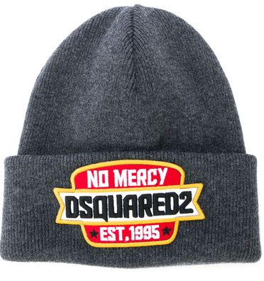 Dsquared2 Iconic Logo Embroidered Beanie Ribbed Knit Hat Hut Strickmütze Mütze