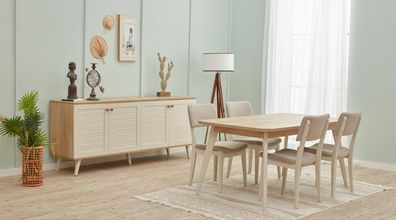 Esstisch 4X Stühle Esszimmer Komplett Set Tisch Gruppe Holzmöbel Essgarnitur