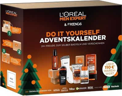 Lorèal Men Expert Adventskalender 2024 Männer Beauty Wert 250 €, 24 Pflege