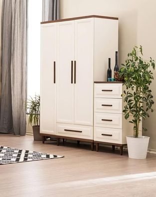 Schlafzimmer Set 2Tlg Kleiderschrank Luxus Holzmöbel Kommode Modern Design