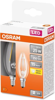 OSRAM LED Star Classic B E14, 2.5W, Warmweiß, Nicht Dimmbar – 3 x 2er-Pack