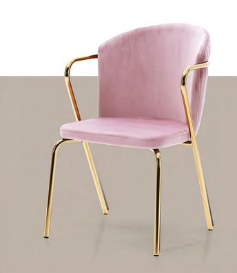 Esszimmerstuhl Polsterstuhl Sessel Wohnzimmerstuhl Rosa Gold Edelstahl