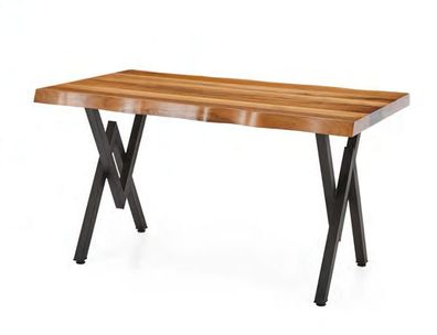 Esstisch Gartentisch Terrassentisch Tisch Mit Baumkante Holz Edelstahl
