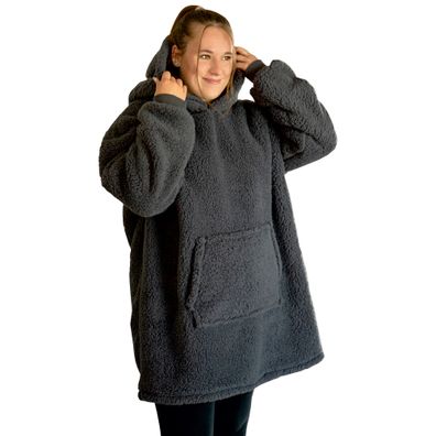 Kuschelhoodie Sherpa Fleece One Size Kapuzenpullover Kuscheldecke Fleece Flanell