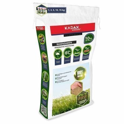 KADAX Rasensamen, Ziergras, Grassaatgut, Grassamen, 400 m2, 10 kg