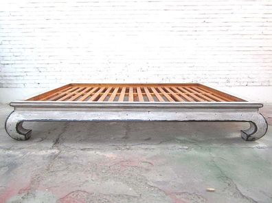 Asien flaches Doppelbett Antikweiß Vintage Stil Vollholz. Luxury Park