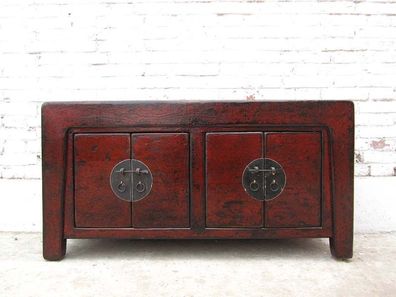 China Kommode Kolonialstil dunkelbraun lackierte Pinie mit vintage Patina