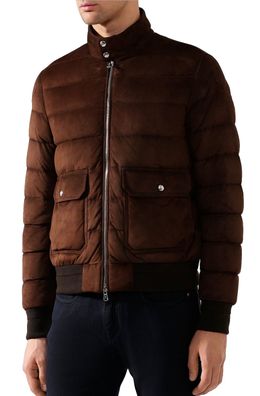 Moncler GIBRAN Leather SUEDE BOMBER DOWN JACKET Daunenjacke BOMBER-JACKE NEW XXL