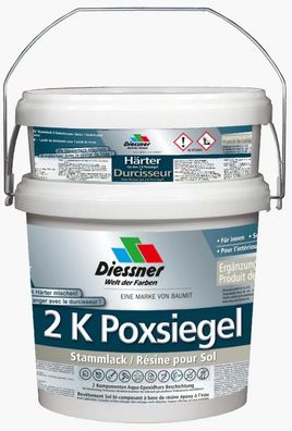 Diessner 2K Poxsiegel Stammlack 4 kg + 1 kg Härter Kieselgrau Bodenfarbe Bodenbesc