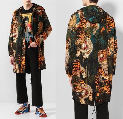 Dsquared2 Jeans Tiger Print Parka Jacke Coat Hooded Mantel Jacket Kapuze Caban M