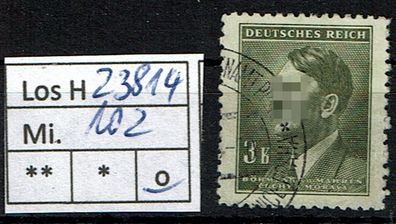 Los H23814: Böhmen & Mähren Mi. 102, gest