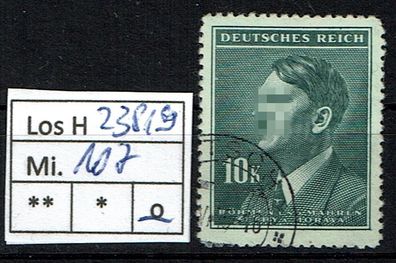 Los H23819: Böhmen & Mähren Mi. 107, gest