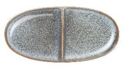 ASA Vorteilset 4 Stück Aperitifteller 2-geteilt, oval, denim 20 x 10 cm, H. 2,2