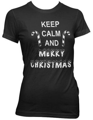 Hybris Damen Keep Calm And Merry Christmas Girly T-Shirt AB-5-18381-L23