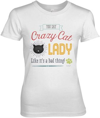 Tokigt Damen Crazy Cat Lady Girly Tee AB-5-20081-L6