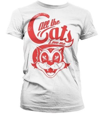 Hybris Damen All The Cats Love Me Girly T-Shirt SH-5-15612-H35-1