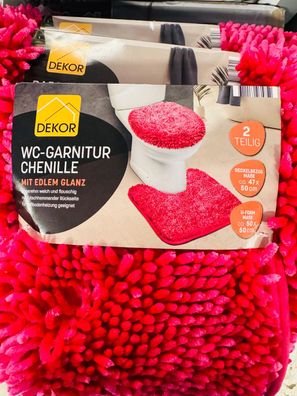 DEKOR WC-Garnitur Chenille - 2-teilig, mit edlem Glanz- Pink