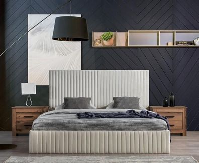 Luxus Bett Schlafzimmer Möbel 2X Nachttische Bett Set Einrichtung Weiß 3Tlg