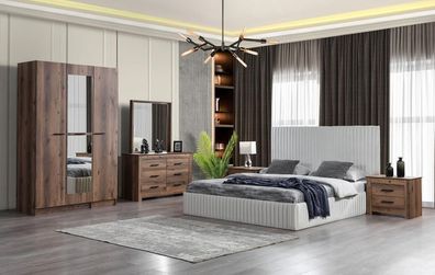 Schlafmöbel Set Schlafzimmer Kombination Komplett Garnitur Braun Kollektion 6Tlg