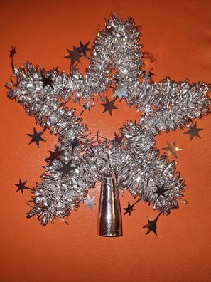 Christbaumspitze Weihnachtsbaumspitze Stern Tinsel Kunststoff silber