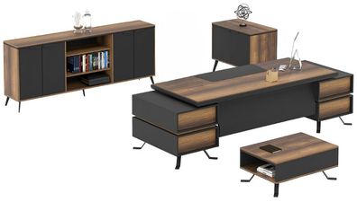 Arbeitstisch Tisch Sideboard Büro Einrichtung Schreibtisch 4Tlg. Set Möbel