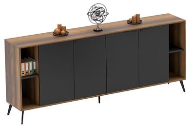 Kommode Sideboard Büroeinrichtung Arbeitszimmer Schrank Braun Schwarz