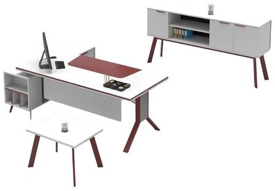 Arbeitszimmer Set Couchtisch Tisch Sideboard Büroeinrichtung 3Tlg Set