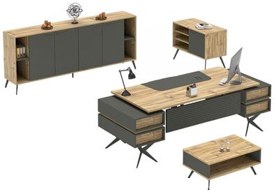 Arbeitszimmer Couchtisch Tisch Sideboard Kommode Beige Büroeinrichtung