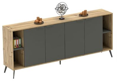 Büroschrank Kommode Aktenschrank Sideboard Arbeitszimmer Beige Grau