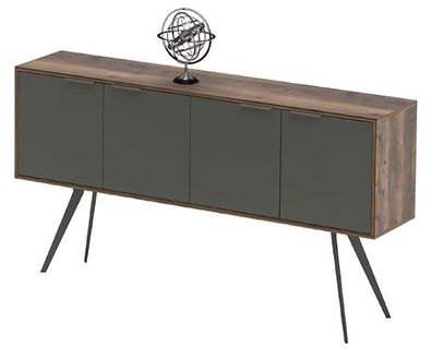 Sideboard Arbeitszimmer Büro Wohnzimmer Rechteckig Holzmöbel Braun Grau