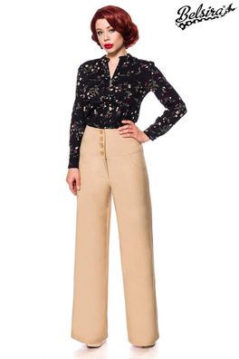 Belsira Vintage Marlenehose, beige, Größe S