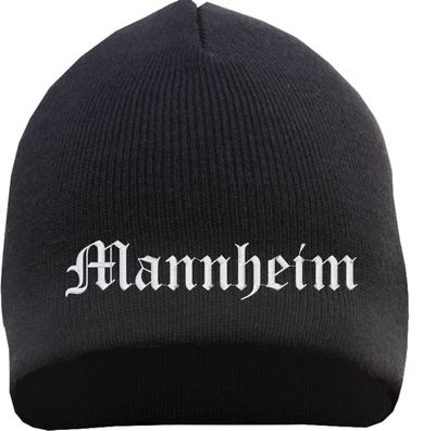 Mannheim Beanie Mütze - Altdeutsch - Bestickt - Strickmütze Wintermütze