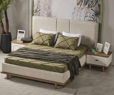 Bett Modern Polsterbett Holz Luxus Schlafzimmer Design Betten Textil Samt