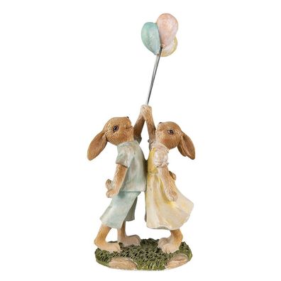 Clayre & Eef Figur Kaninchen 22 cm Grün Braun Polyresin (Gr. 10x6x22 cm)