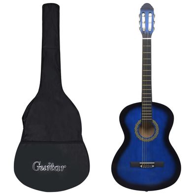 vidaXL 12-tlg. Klassikgitarren-Set für Anfänger Blau 4/4 39"