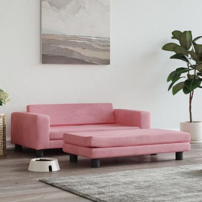 vidaXL Hundebett mit Verlängerung Rosa 100x50x30 cm Samt