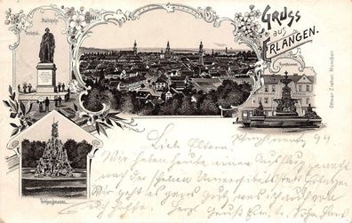 Gruss aus Erlangen Litho Postkarte 1899