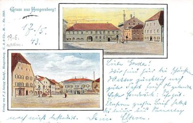 Gruss aus Hengersberg Markt Postkarte 1943