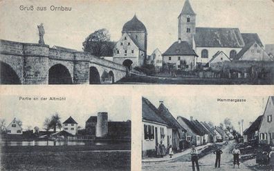 Gruss aus Ornbau Partie an der Altmühl , Hammergasse Postkarte