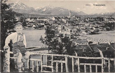 Traunstein Junge mit Lederhosen Vereinslazarett Stempel 1916