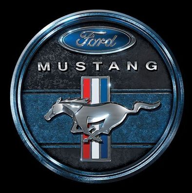 US Kühlschrank Magnet: FORD Mustang V8 Muscle Car 7 cm Durchmesser Cooler