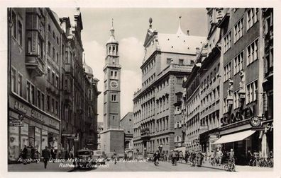 Augsburg Frauen Männer Fahrräder auf Maximilianstrasse Fotokarte 1938