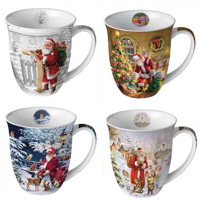 1 Kaffeebecher Weihnachten Weihnachtsmann, Santa Claus, Henkelbecher Tasse Nikolaus