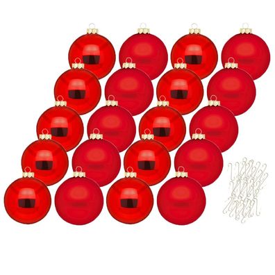 Weihnachtskugeln Merry Red 20 Stk 6cm + Haken