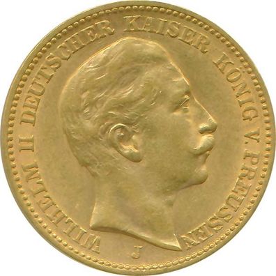 Preussen 1905 J Wilhelm II 20 Mark Gold*