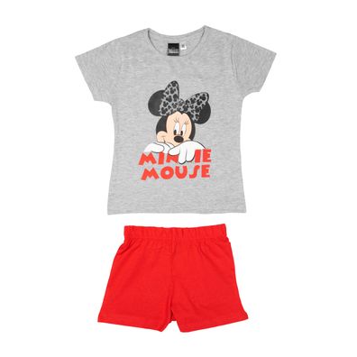 Disney Minnie Mouse Schlafanzug für Mädchen - Pyjama Set Grau/Rot 98/104