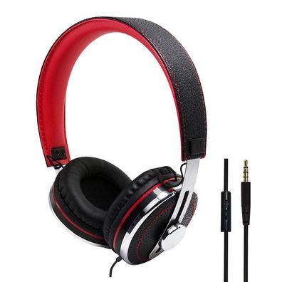 Typhoon RockStar Stereo-Headset – 3,5-mm-Klinke, Schwarz/Rot