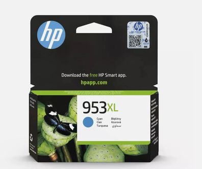 HP 953XL Cyan Original Druckerpatrone mit hoher Reichweite (F6U16AE) -Einzelpack